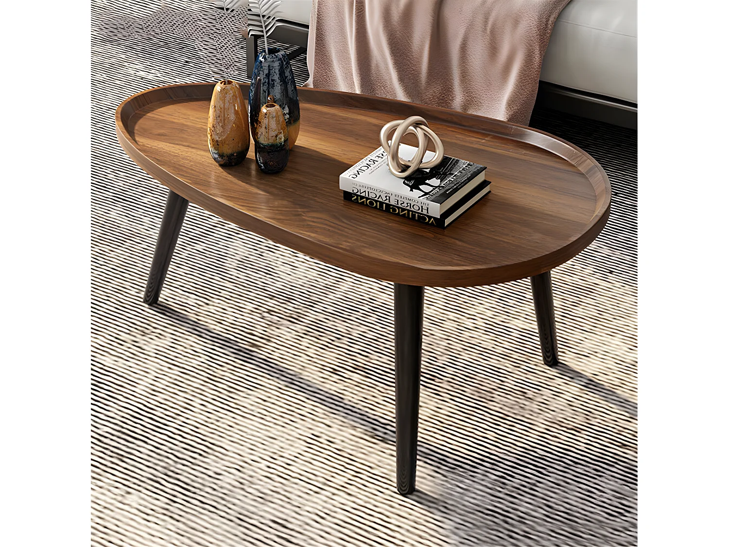 Lot de 2 Table Basse Gigogne Salon en Bois Vintage Tables Basses Gigognes