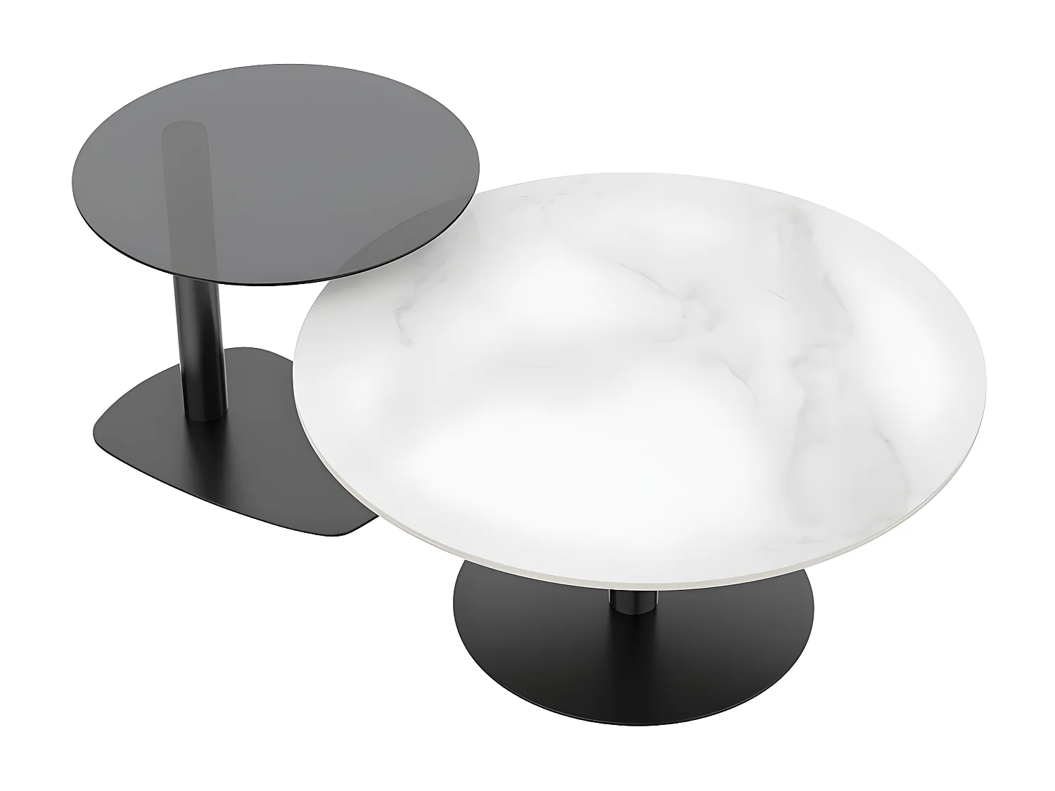 Lot de 2 tables basses gigognes de salon table de basse rond modern 80x38.5 / 50x45cm 80x80x38.5m / 50x50x45cm