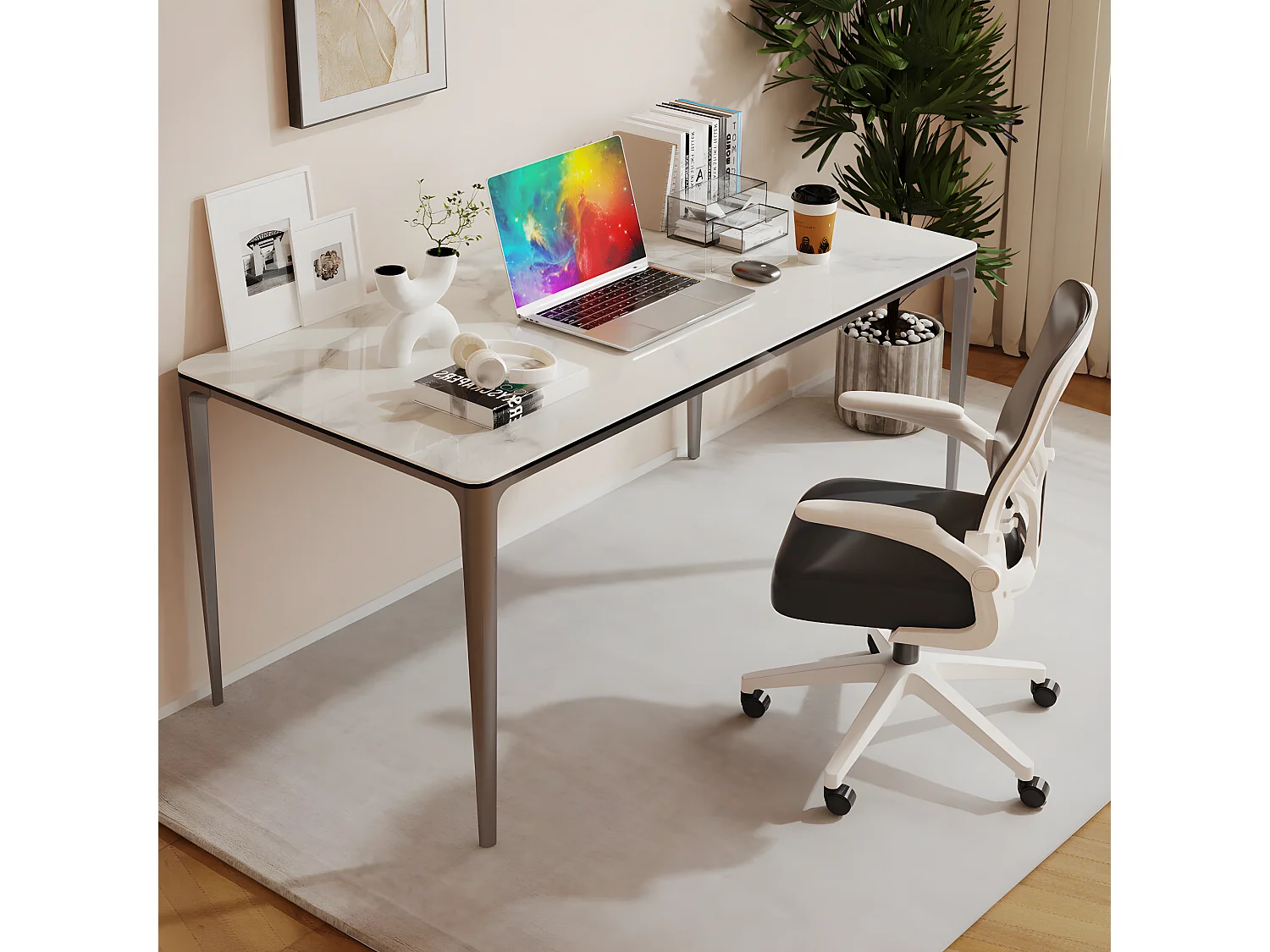 Table pour salle à manger marbre blanc grande table de cuisine 6 personnes rectangulaire 160x80x74cm 160x80x74cm