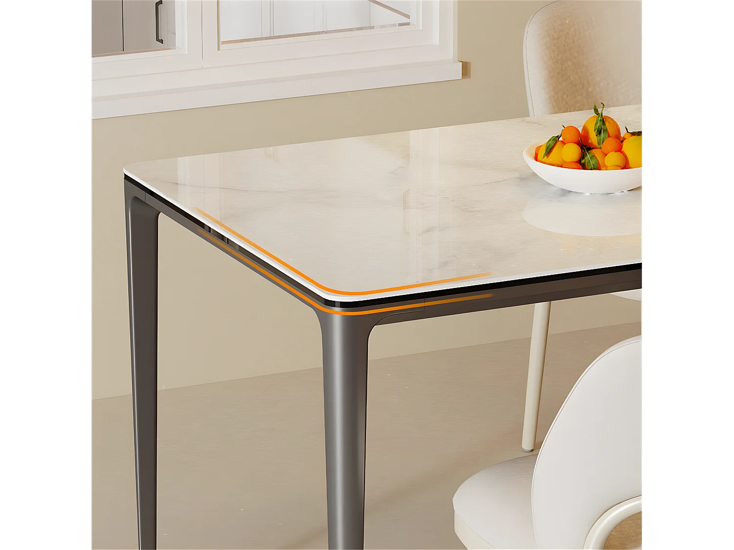 Table pour salle à manger marbre blanc grande table de cuisine 6 personnes rectangulaire 160x80x74cm 160x80x74cm