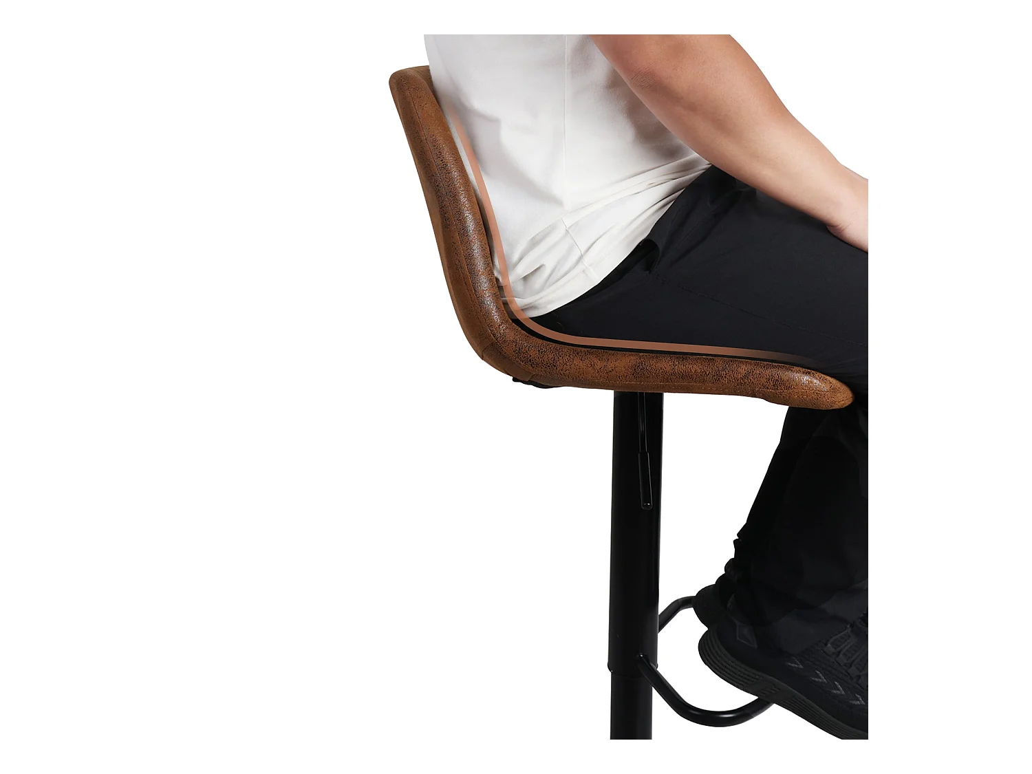 Tabouret de bar industriel lot de 2 chaises cuisine en cuir hauteur réglable vintage avec dossier et repose-pieds 46.5x38x73 à 108 cm