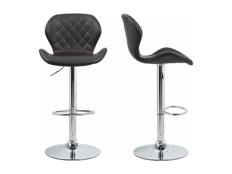 Tabouret de bar industrielle vintage en cuir et métal rotatif hauteur réglable siège cuisine charge max 150kg 50x42x87 à 110cm