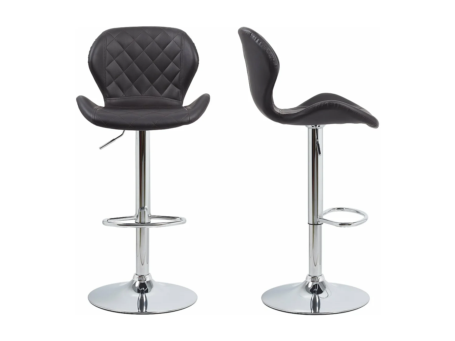 Tabouret de bar industrielle vintage en cuir et métal rotatif hauteur réglable siège cuisine charge max 150kg 50x42x87 à 110cm