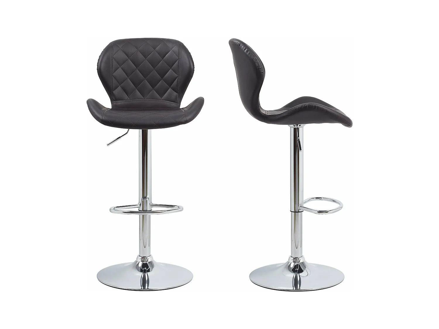 Tabouret de bar industrielle vintage en cuir et métal rotatif hauteur réglable siège cuisine charge max 150kg 50x42x87 à 110cm