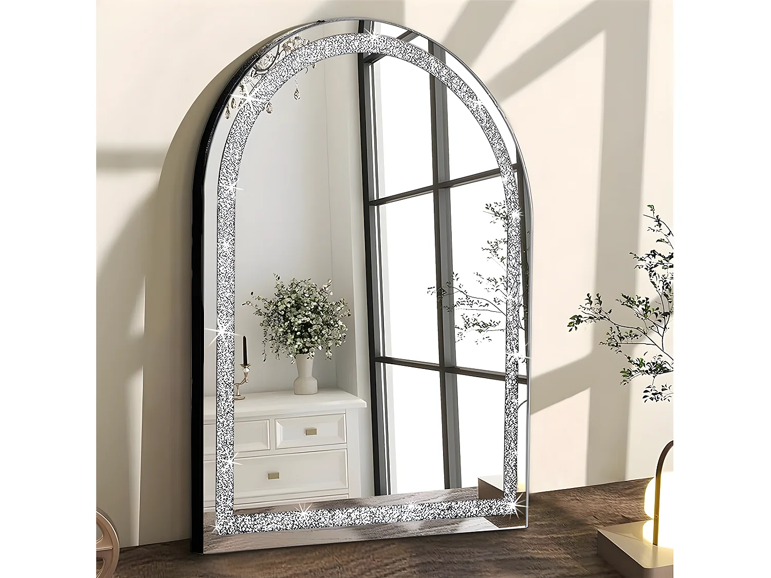 Grote wandspiegel decoratie decoratieve wandspiegels boogspiegel design deco 90x60cm