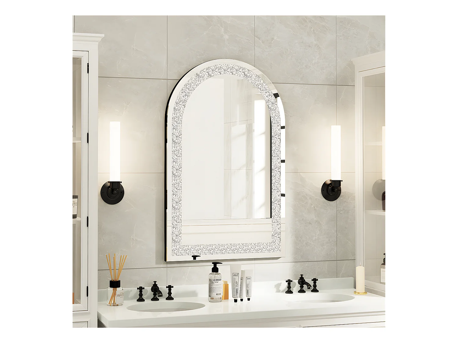 Grand miroir mural décoration  miroirs muraux décoratifs miroir arche design déco 90x60cm