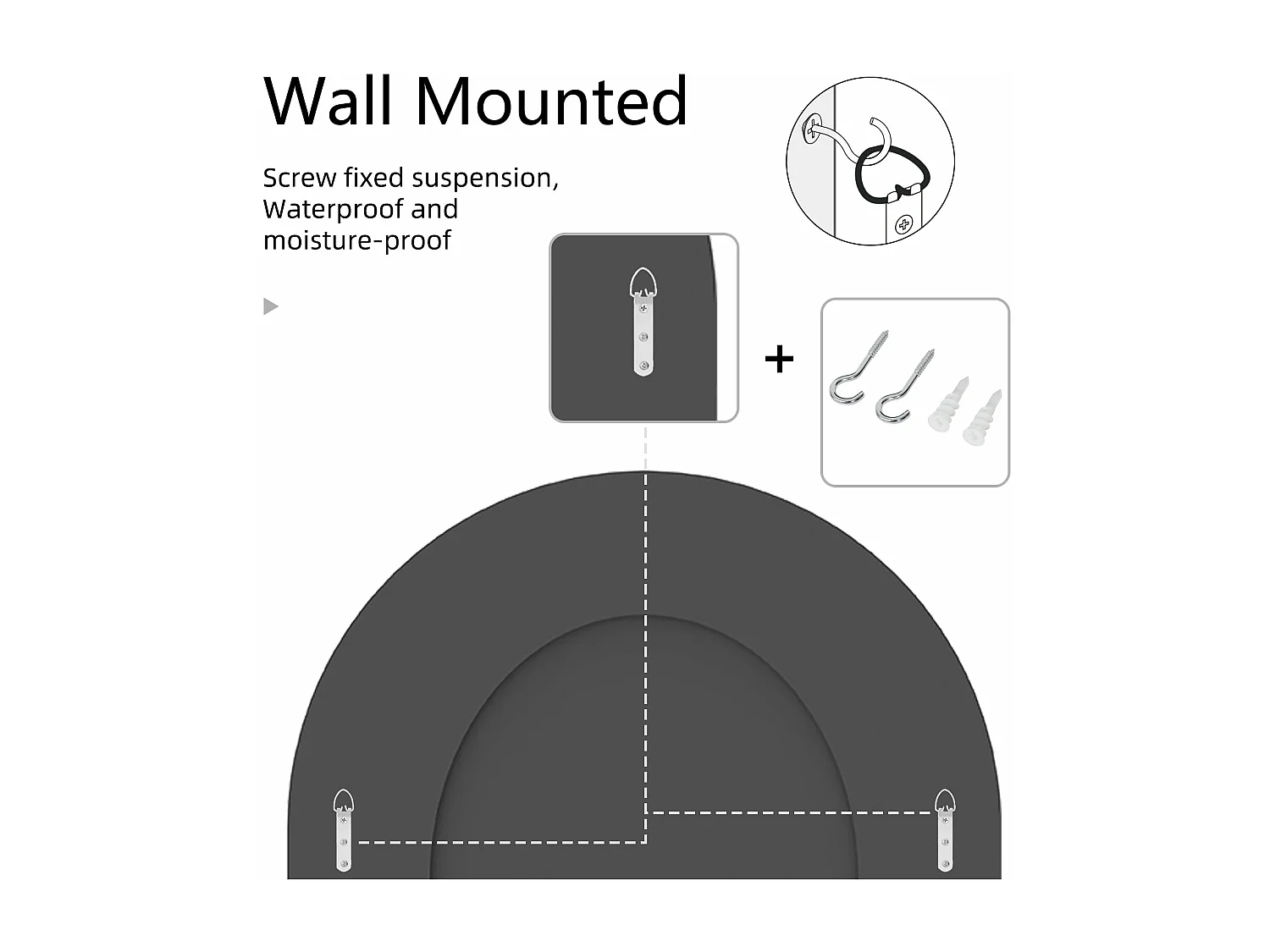 Espejo de pared grande decoración espejos de pared decorativos espejo de arco diseño deco 90x60cm