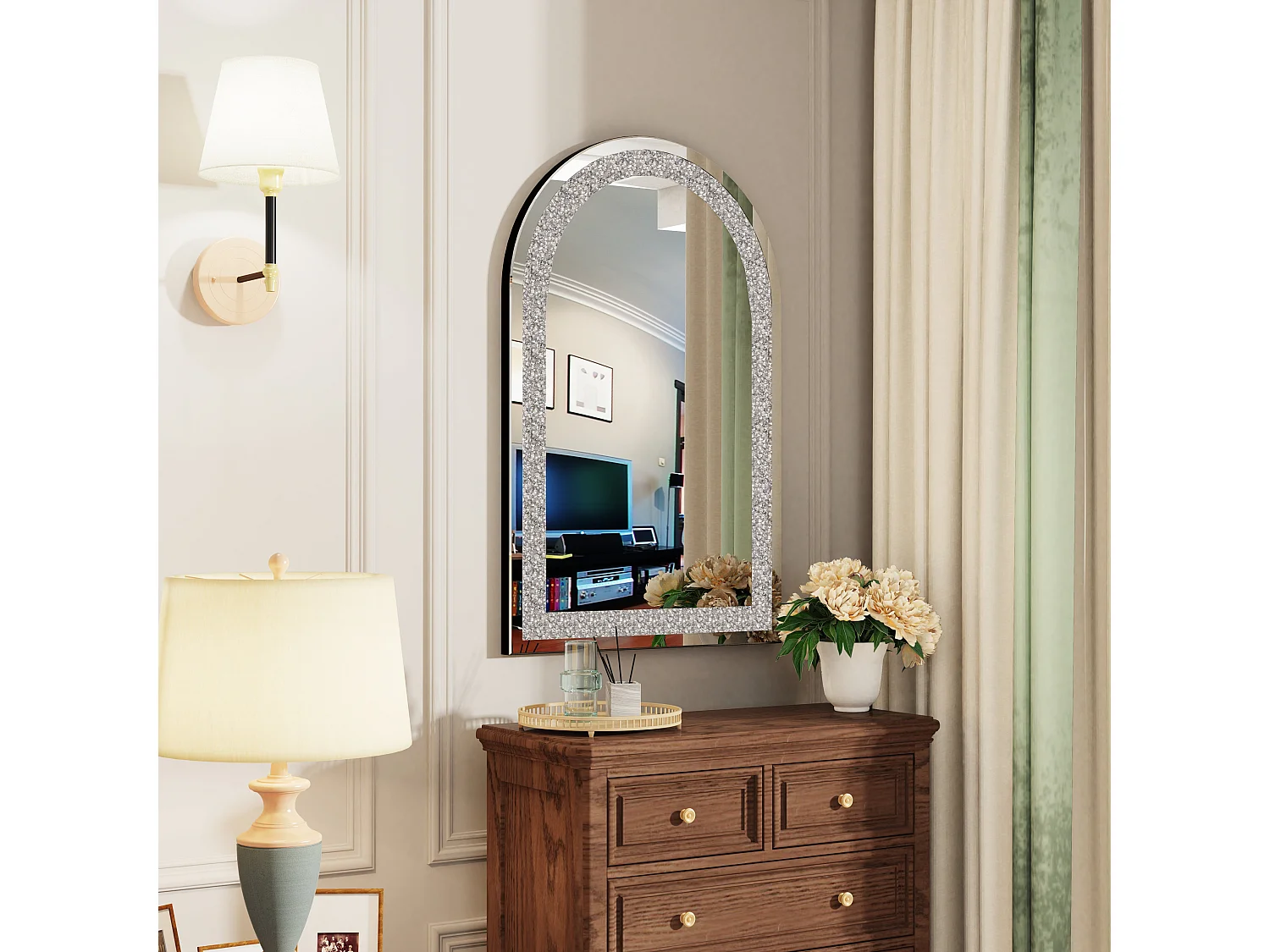 Grand miroir mural décoration  miroirs muraux décoratifs miroir arche design déco 90x60cm