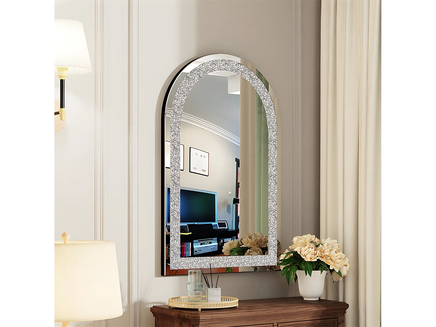 Grand miroir mural décoration  miroirs muraux décoratifs miroir arche design déco 90x60cm