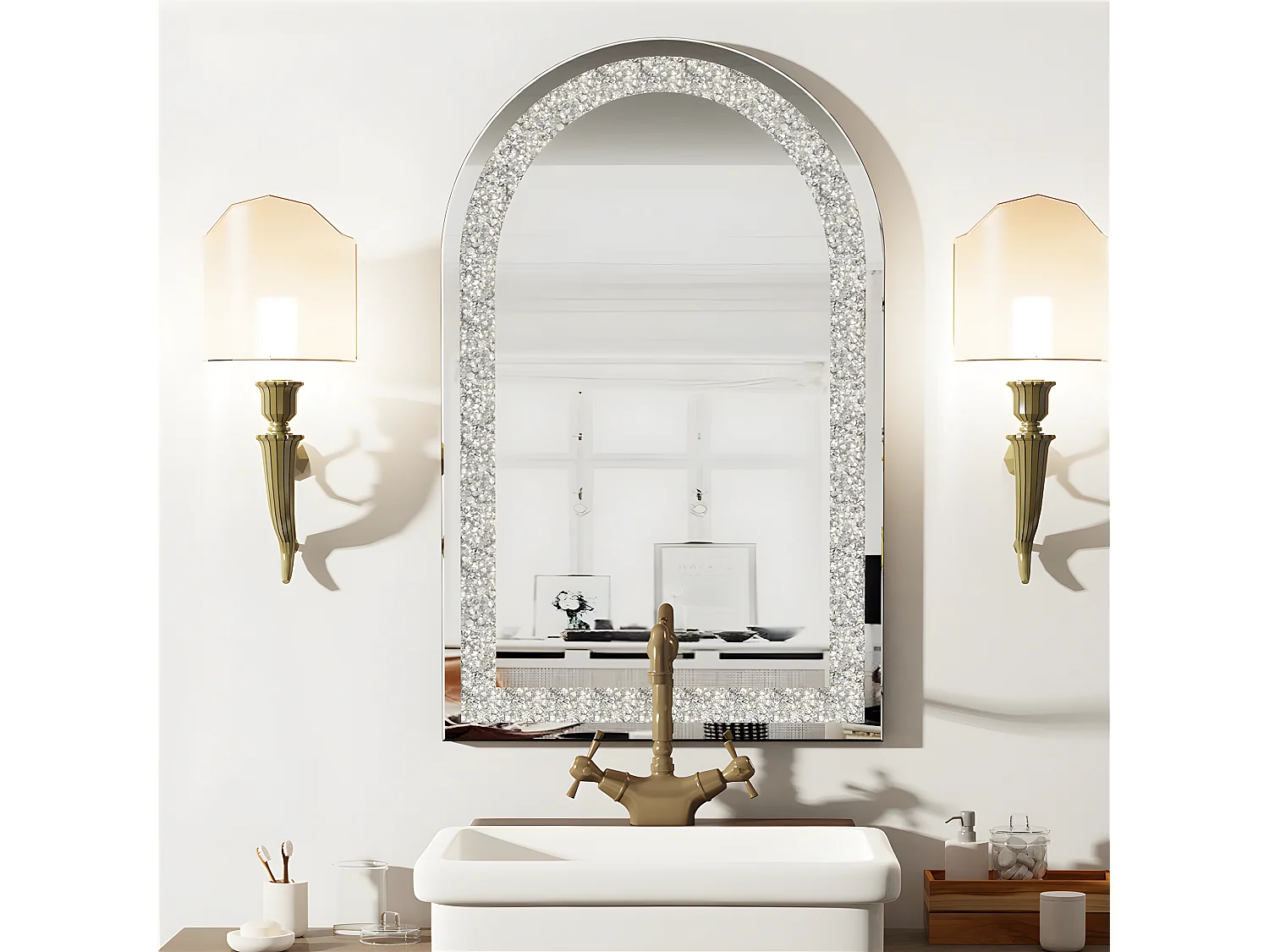 Grand miroir mural décoration  miroirs muraux décoratifs miroir arche design déco 90x60cm