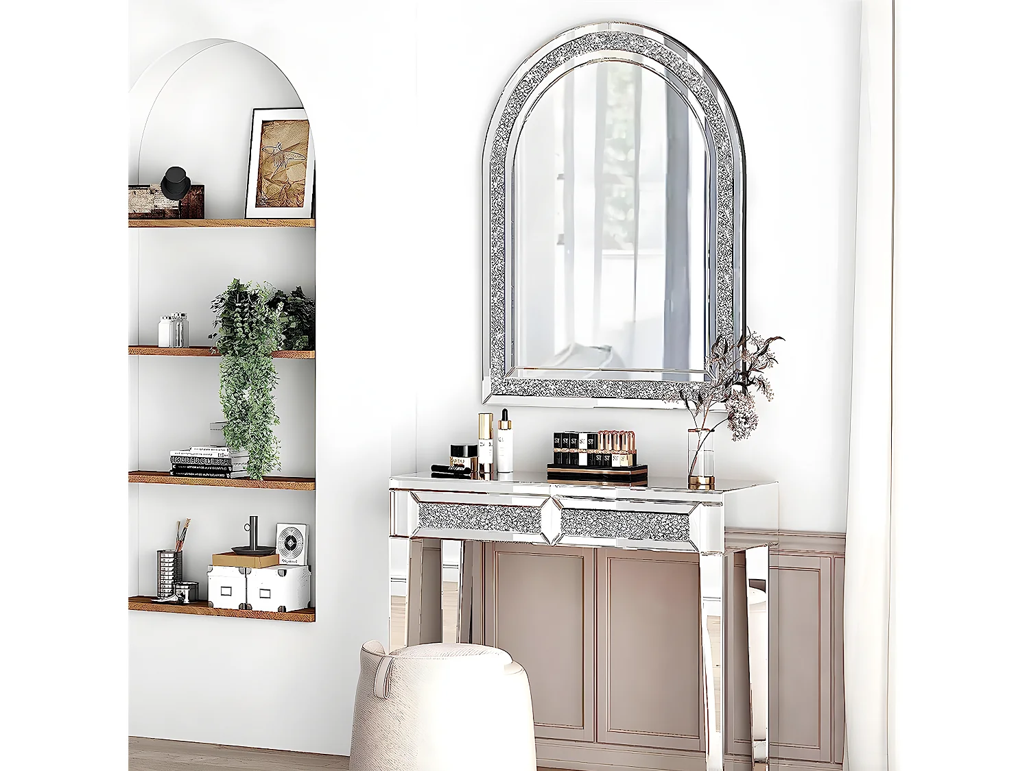 Grand miroir mural décoration  miroirs muraux décoratifs miroir arche design déco 90x60cm