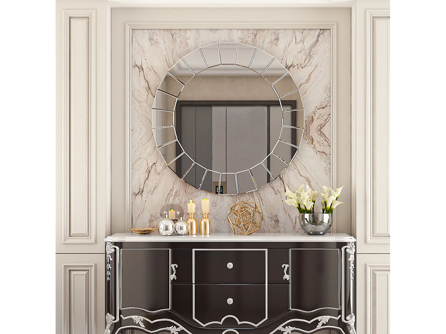 Grand miroir décoration murale grande miroir ovale deco miroir décoratif design pour salle de bain entrée 81x63cm