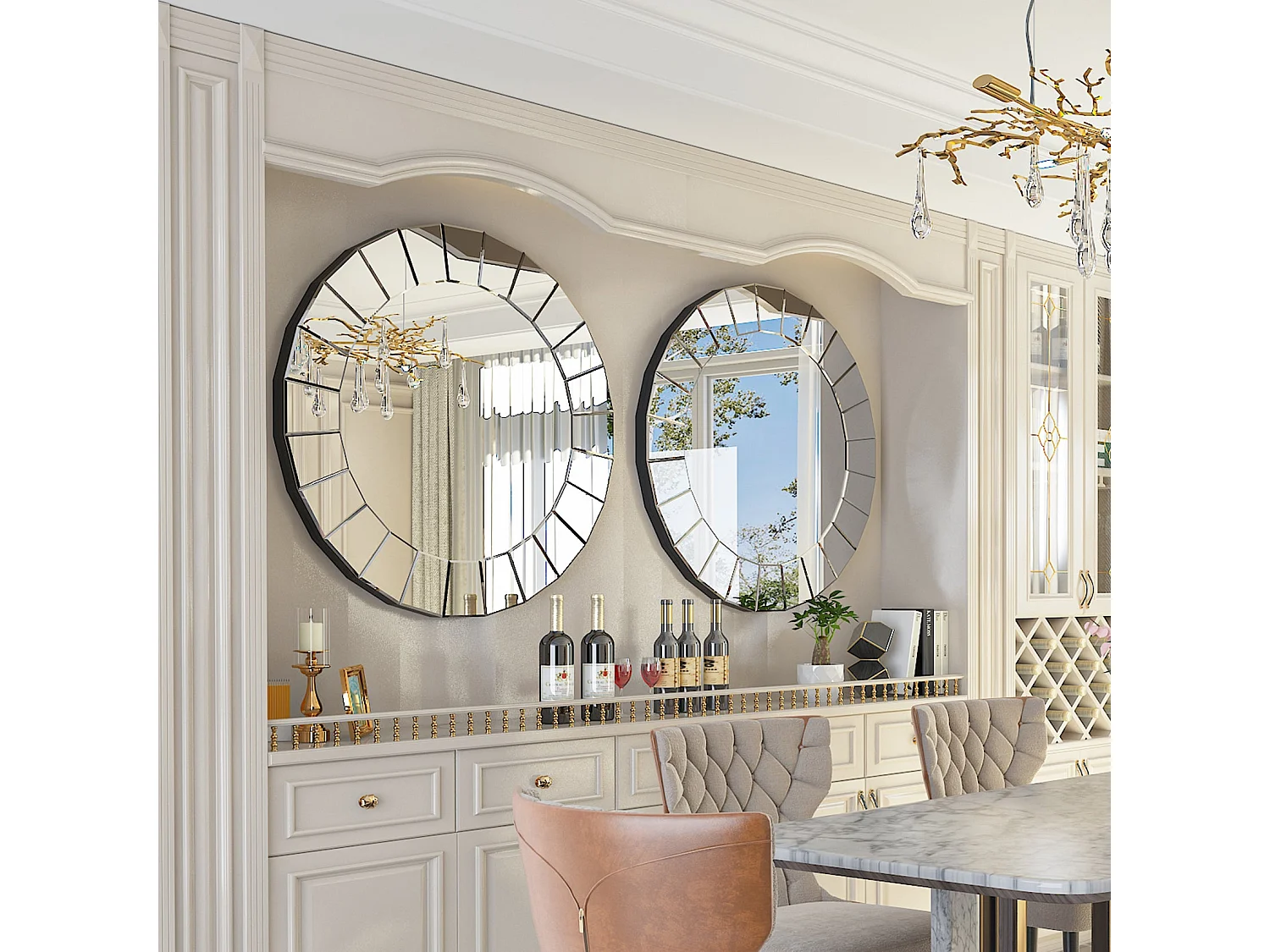 Grand miroir décoration murale grande miroir ovale deco miroir décoratif design pour salle de bain entrée 81x63cm