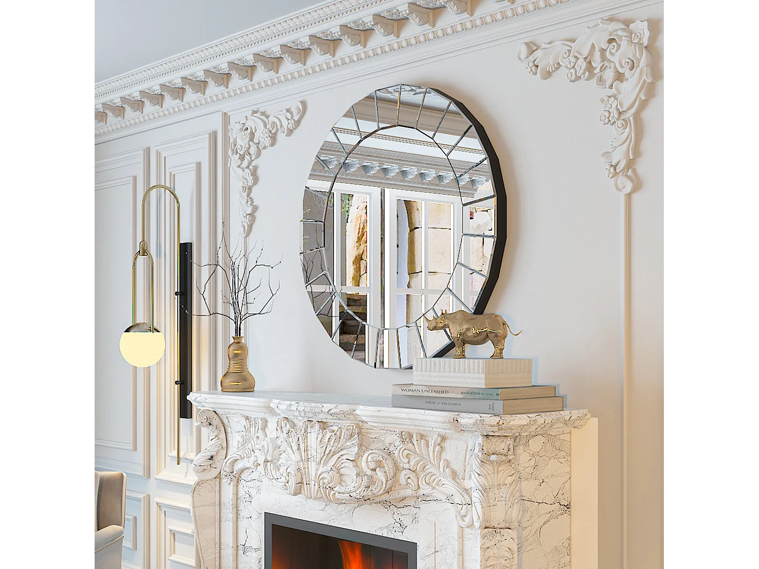 Grand miroir décoration murale grande miroir ovale deco miroir décoratif design pour salle de bain entrée 81x63cm