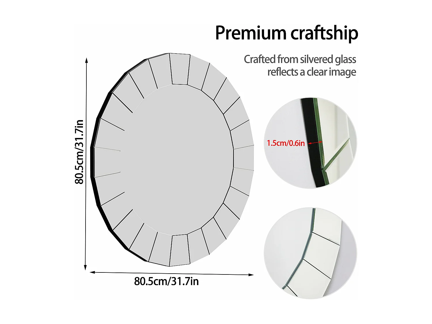 Grand miroir décoration murale grande miroir ovale deco miroir décoratif design pour salle de bain entrée 81x63cm