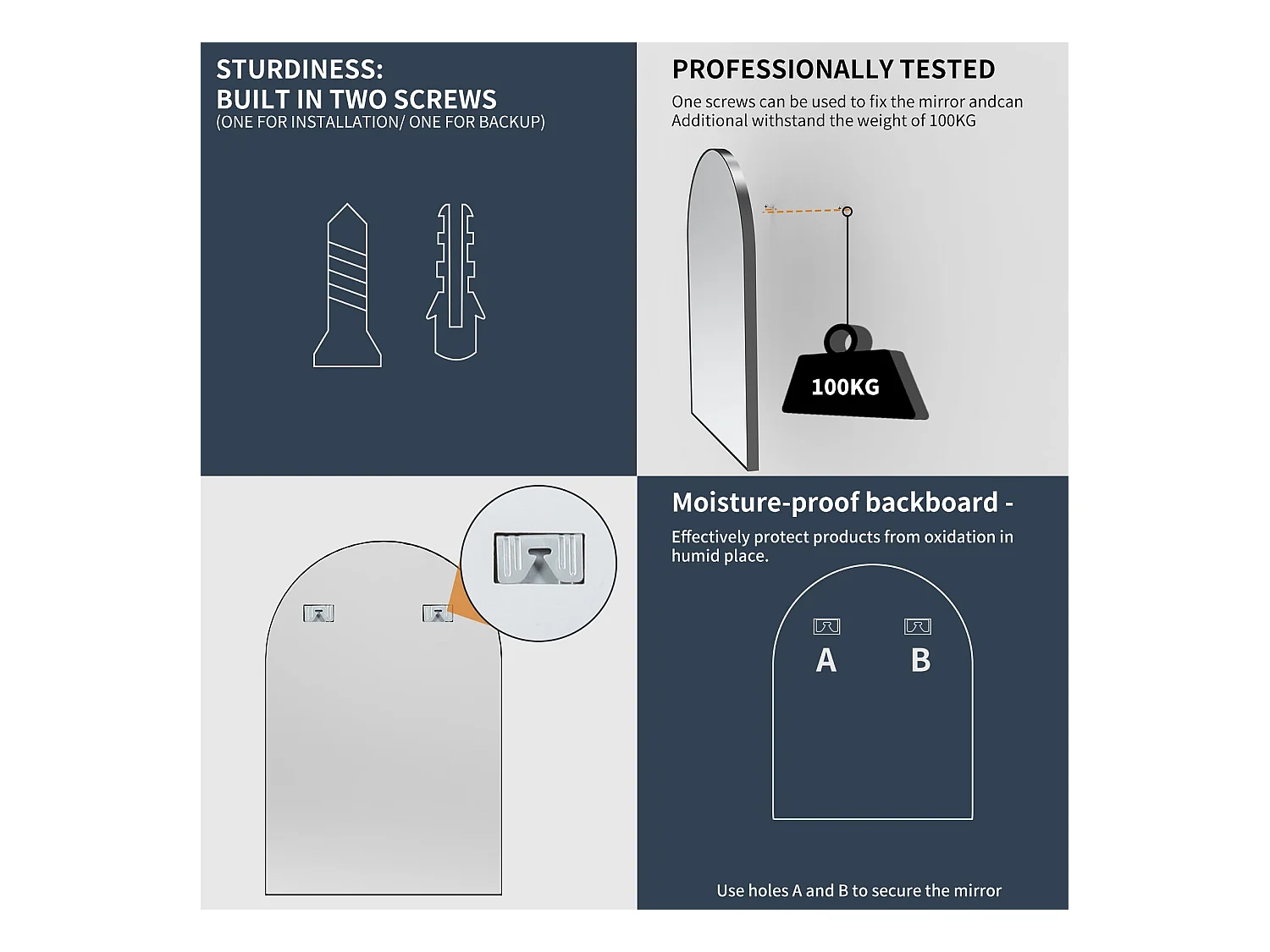 Moderner Wandspiegel, vertikaler oder horizontaler Designspiegel 66x96cm