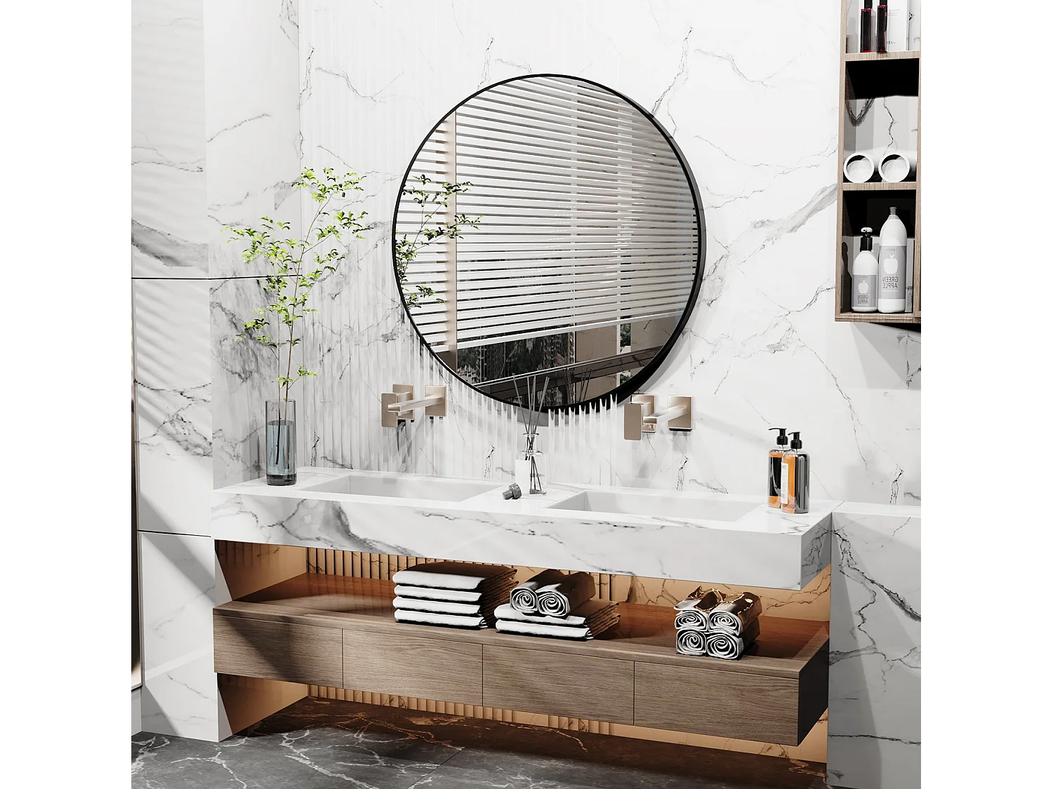Miroir mural moderne miroir design vertical ou horizontal 66x96cm