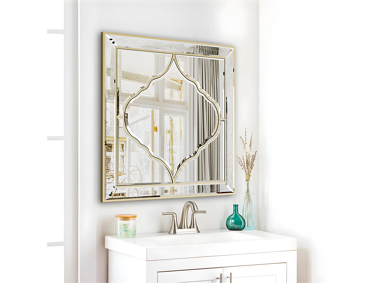 Grand miroir mural déco miroir murale décoration pour salon entrée miroirs muraux décoratif design 80x80cm