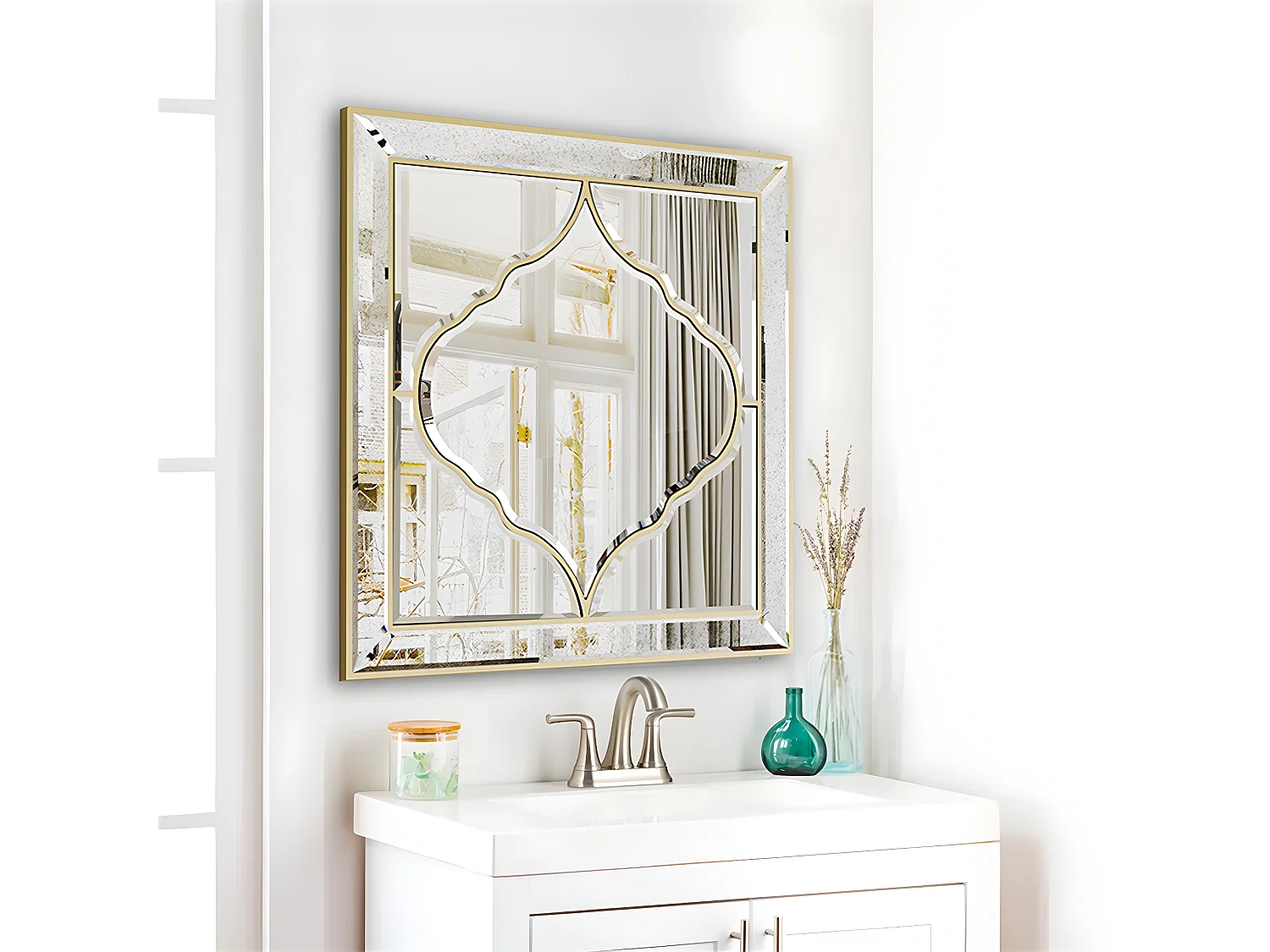 Grand miroir mural déco miroir murale décoration pour salon entrée miroirs muraux décoratif design 80x80cm