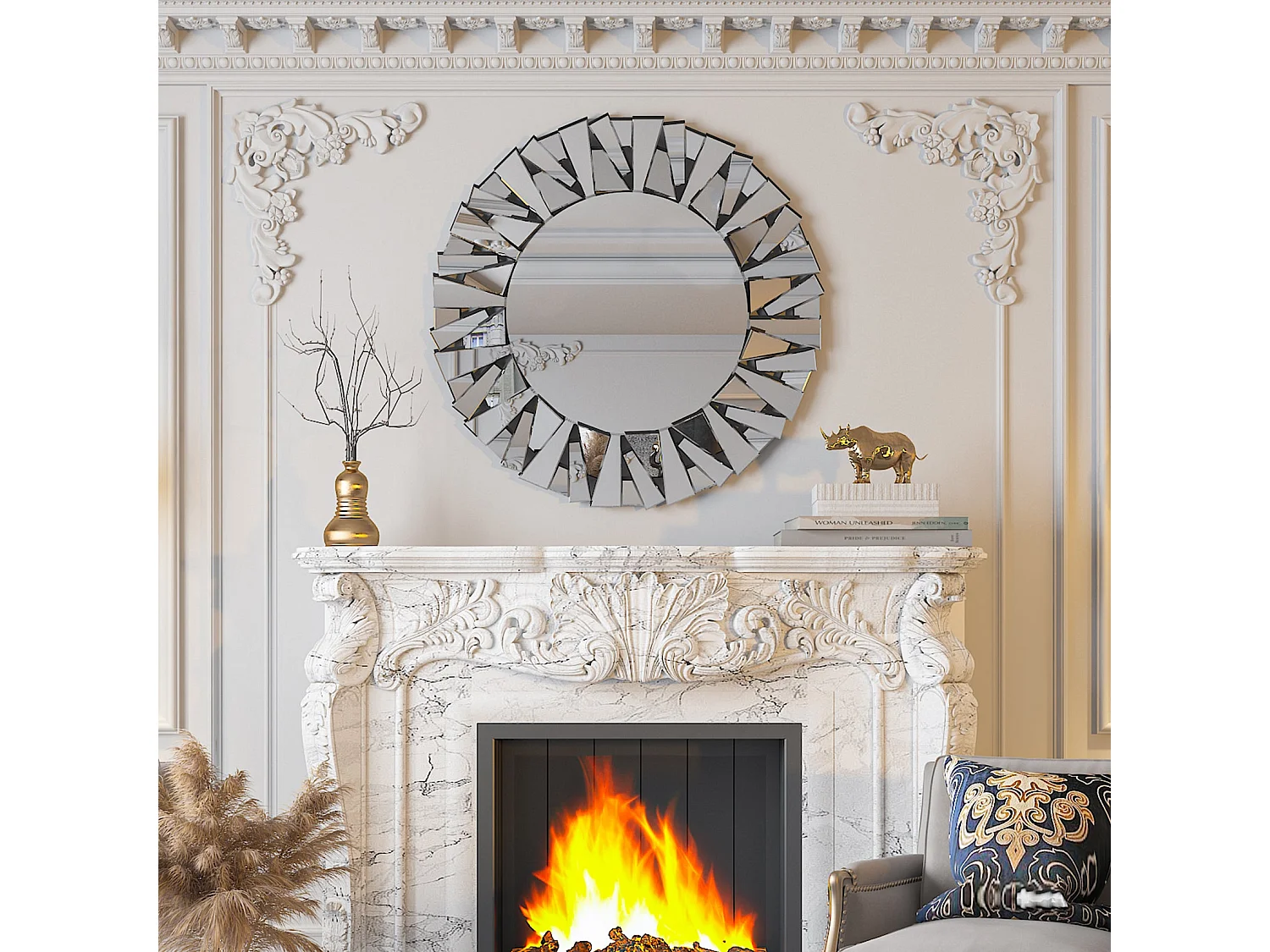 Ronde wandspiegel woonkamer decoratie grote decoratieve wandspiegel voor slaapkamer decoratief spiegelontwerp 79x79cm