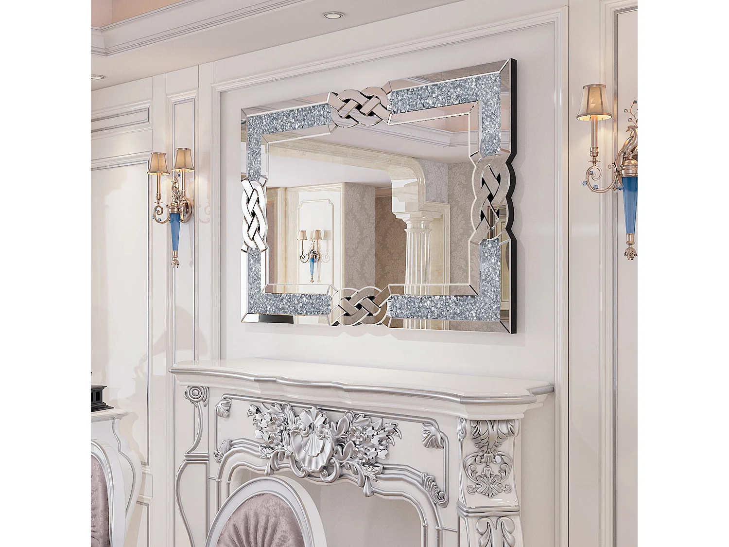 Espejo decorativo grande para salón, espejo de pared decorativo rectangular, espejos de pared de diseño, 100x70cm