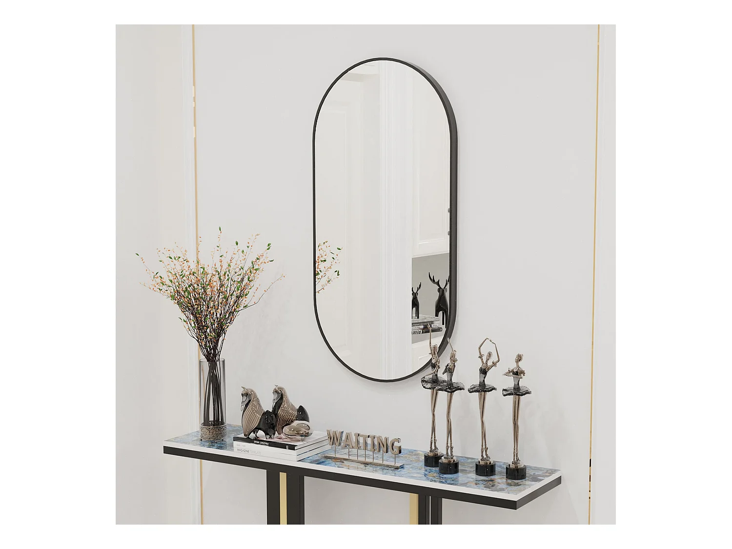 Espejo de baño ovalado moderno espejo de pared vertical u horizontal 100x50cm