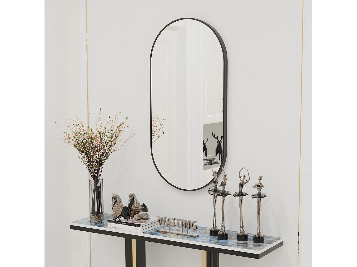 Miroir salle de bain ovale miroir mural moderne vertical ou horizontal 100x50cm