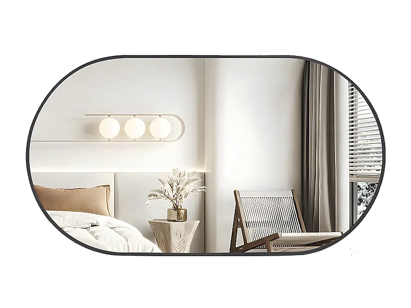 Miroir salle de bain ovale miroir mural moderne vertical ou horizontal 100x50cm
