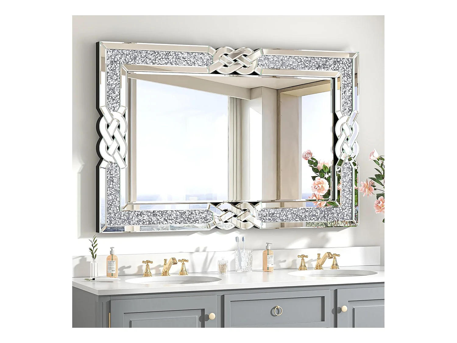 Grand miroir décoration miroir mural décoratif rectangulaire miroirs muraux design cadre pour maison 90x60cm