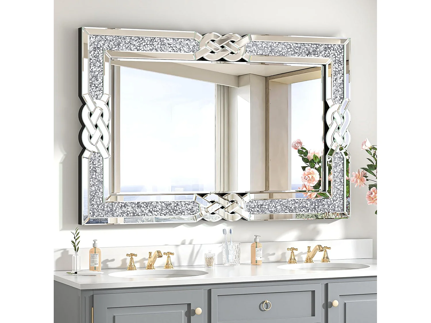 Grand miroir décoration miroir mural décoratif rectangulaire miroirs muraux design cadre pour maison 90x60cm