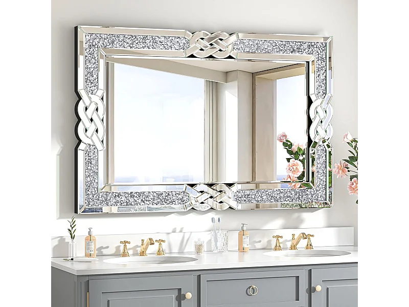 Grand miroir décoration miroir mural décoratif rectangulaire miroirs muraux design cadre pour maison 90x60cm