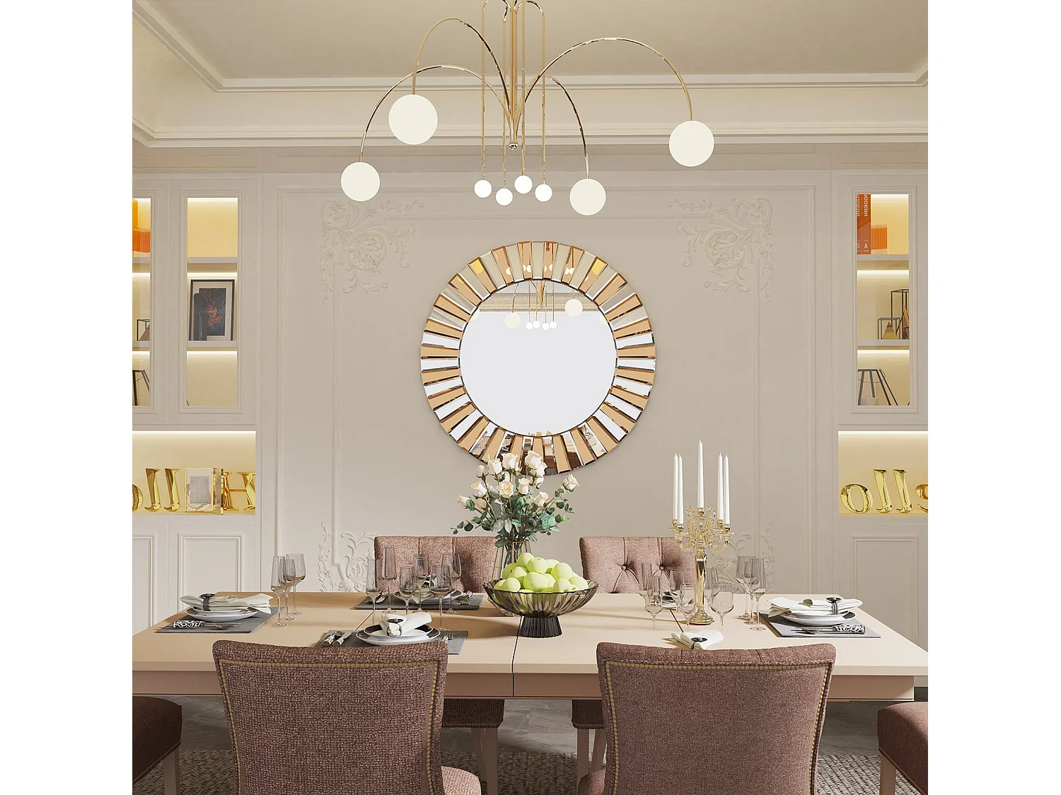 Miroir rond mural décoration salon grand miroir murale déco pour chambre miroir déco design 79x79cm