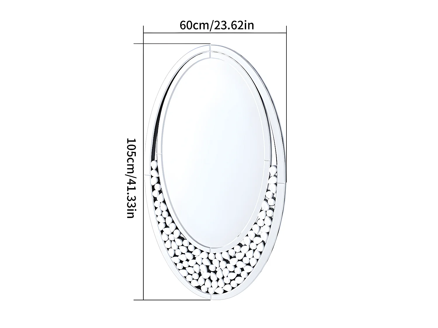 Miroir mural design décoration pour salon - 105x60cm miroir décoratif pour salle de bain chambre entrée salle à manger 105x60cm