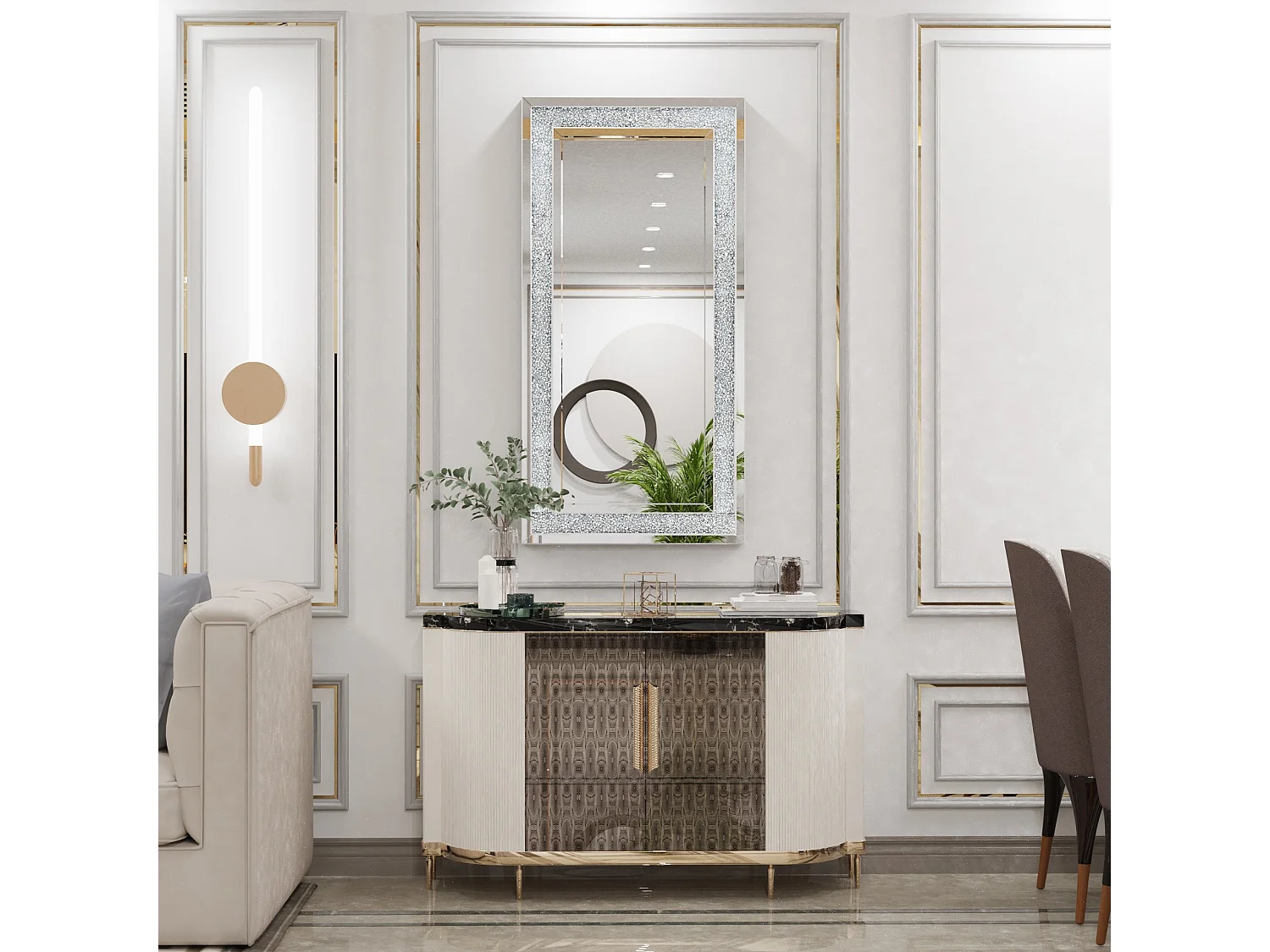 Grand miroir décoration rectangulaire miroirs muraux déco mirroir murales chambre design 120x60cm