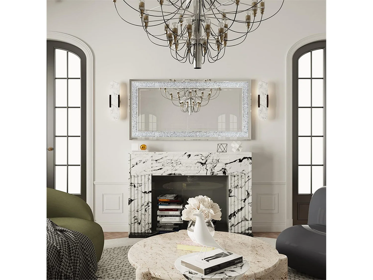 Grand miroir décoration rectangulaire miroirs muraux déco mirroir murales chambre design 120x60cm