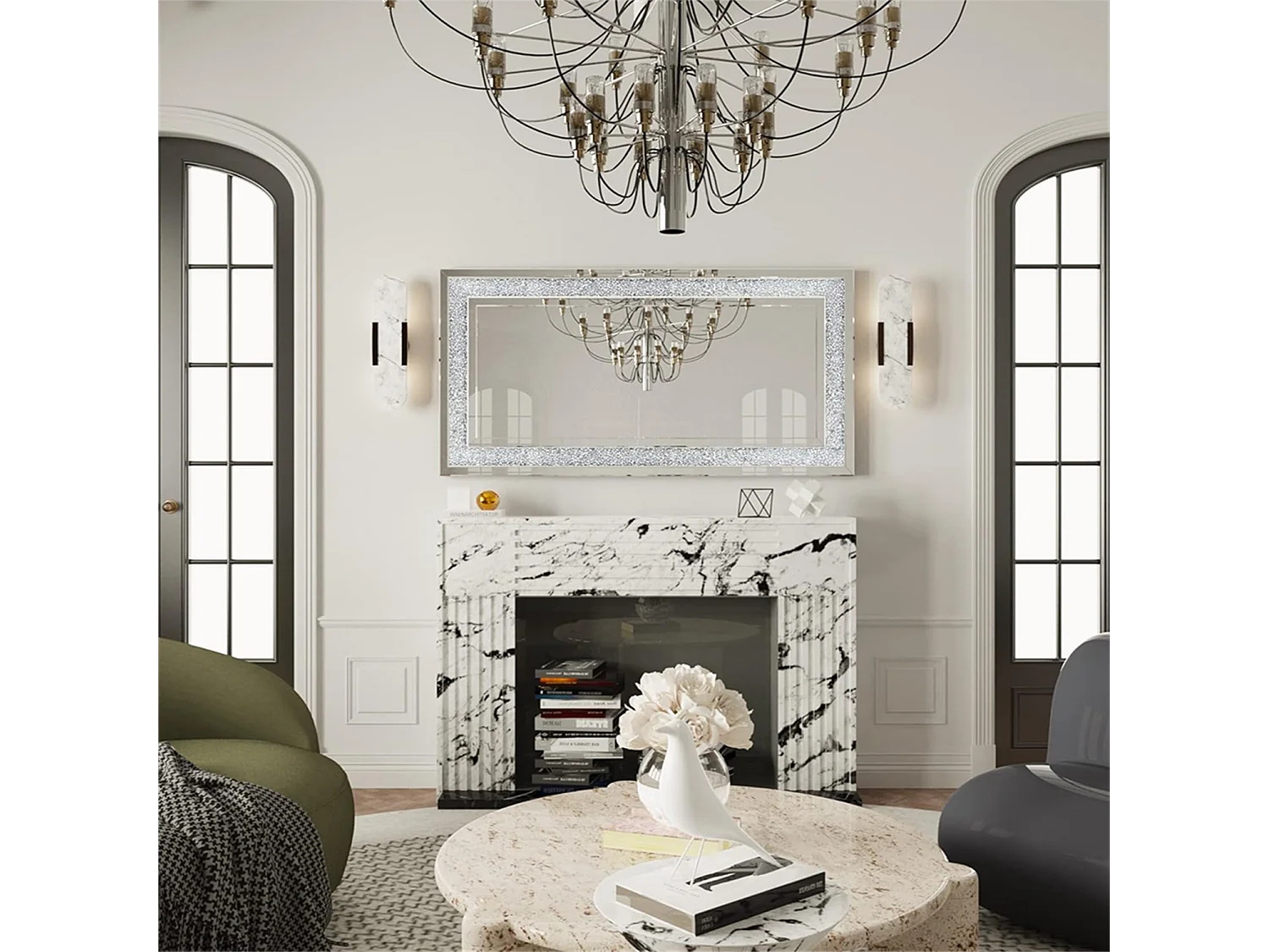 Grande specchio decorativo rettangolare da parete, specchio da parete decorativo, design per camera da letto 120x60cm