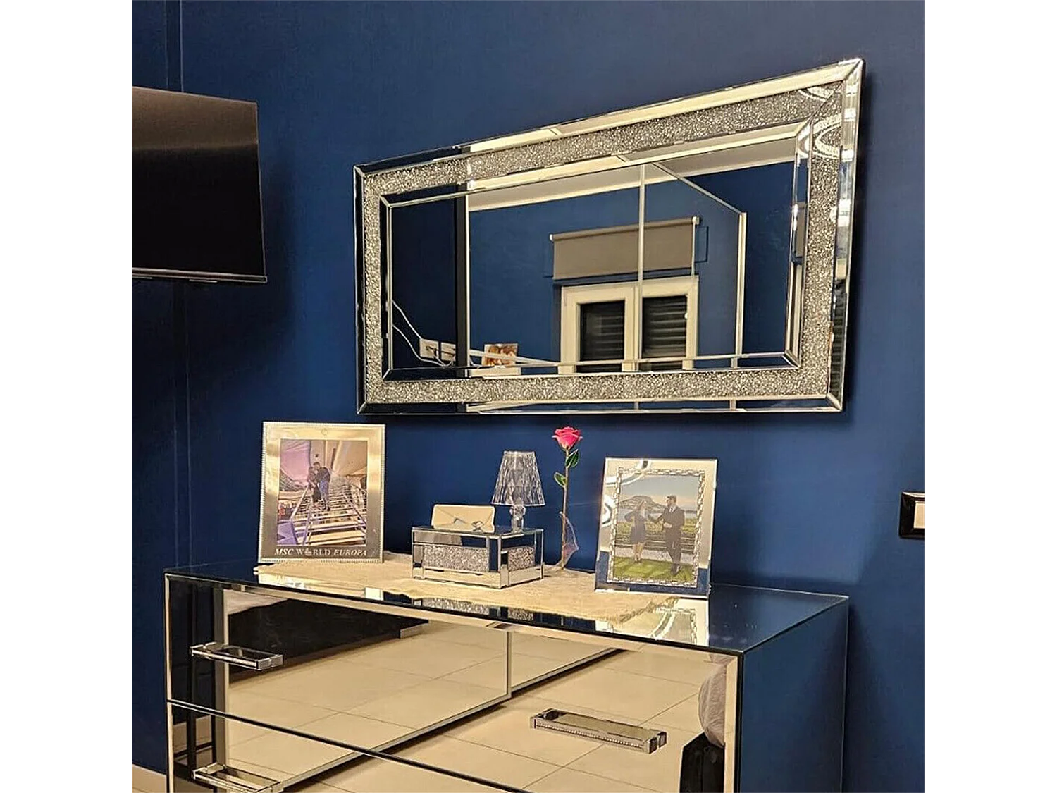 Grande specchio decorativo rettangolare da parete, specchio da parete decorativo, design per camera da letto 120x60cm