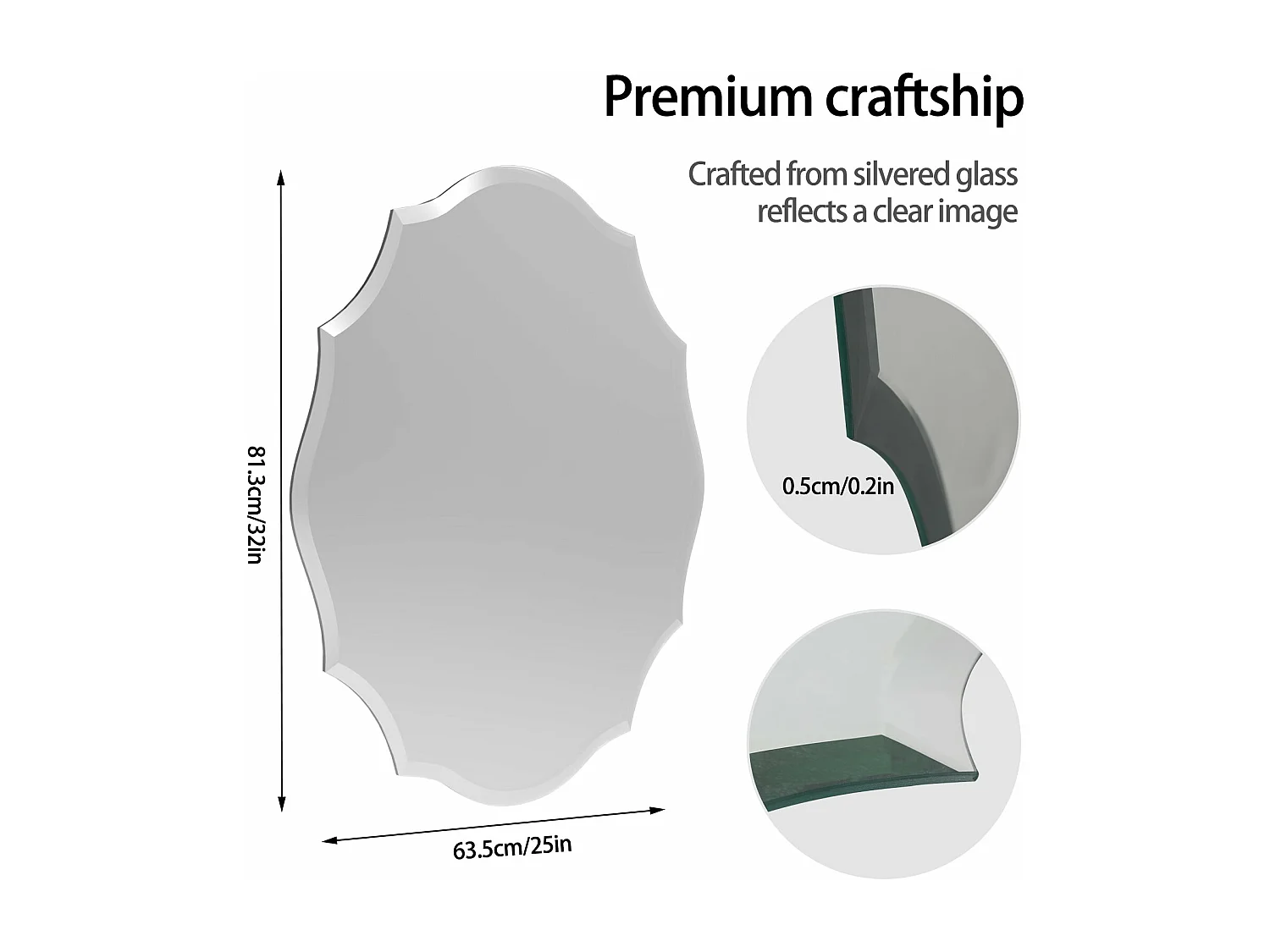 Grand miroir décoration salon miroir mural décoratif rectangulaire miroirs muraux design 100x70cm