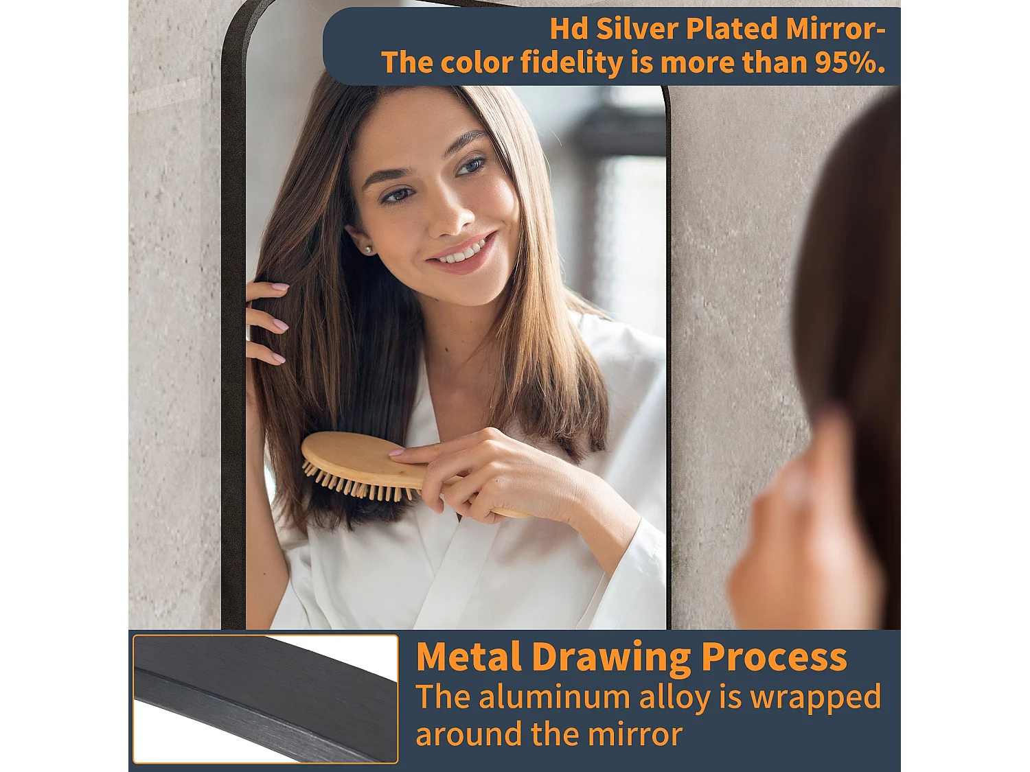 Miroir salle de bain ovale miroir mural moderne vertical ou horizontal 100x50cm