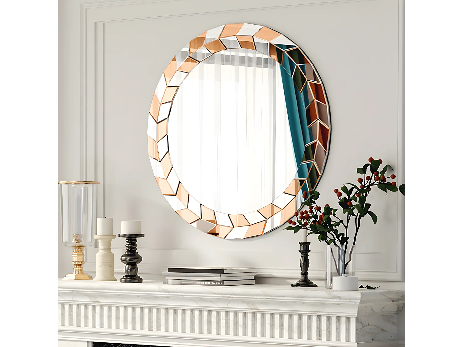 Espejo de pared grande, espejo decorativo de pared, decoración, espejos de pared decorativos, diseño para baño, dormitorio, 80 x 80 cm