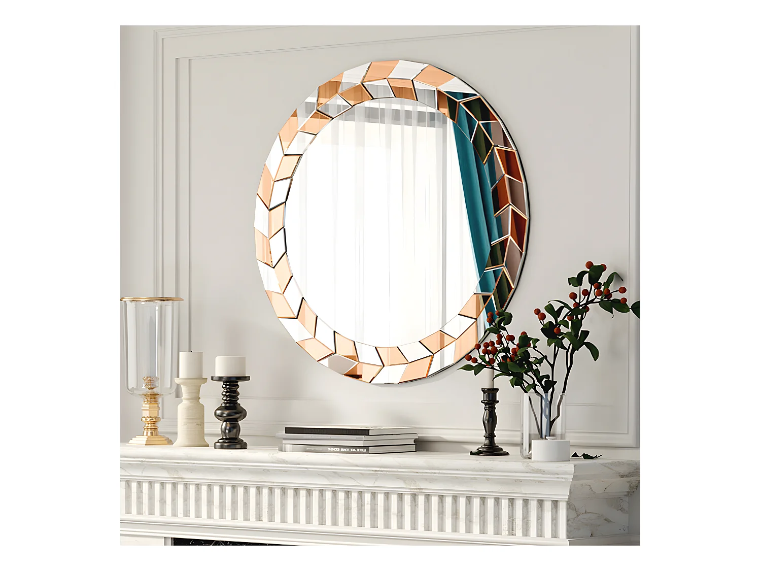 Grand miroir mural déco miroir murale décoration miroirs muraux décoratif design pour salle de bain chambre 80x80cm