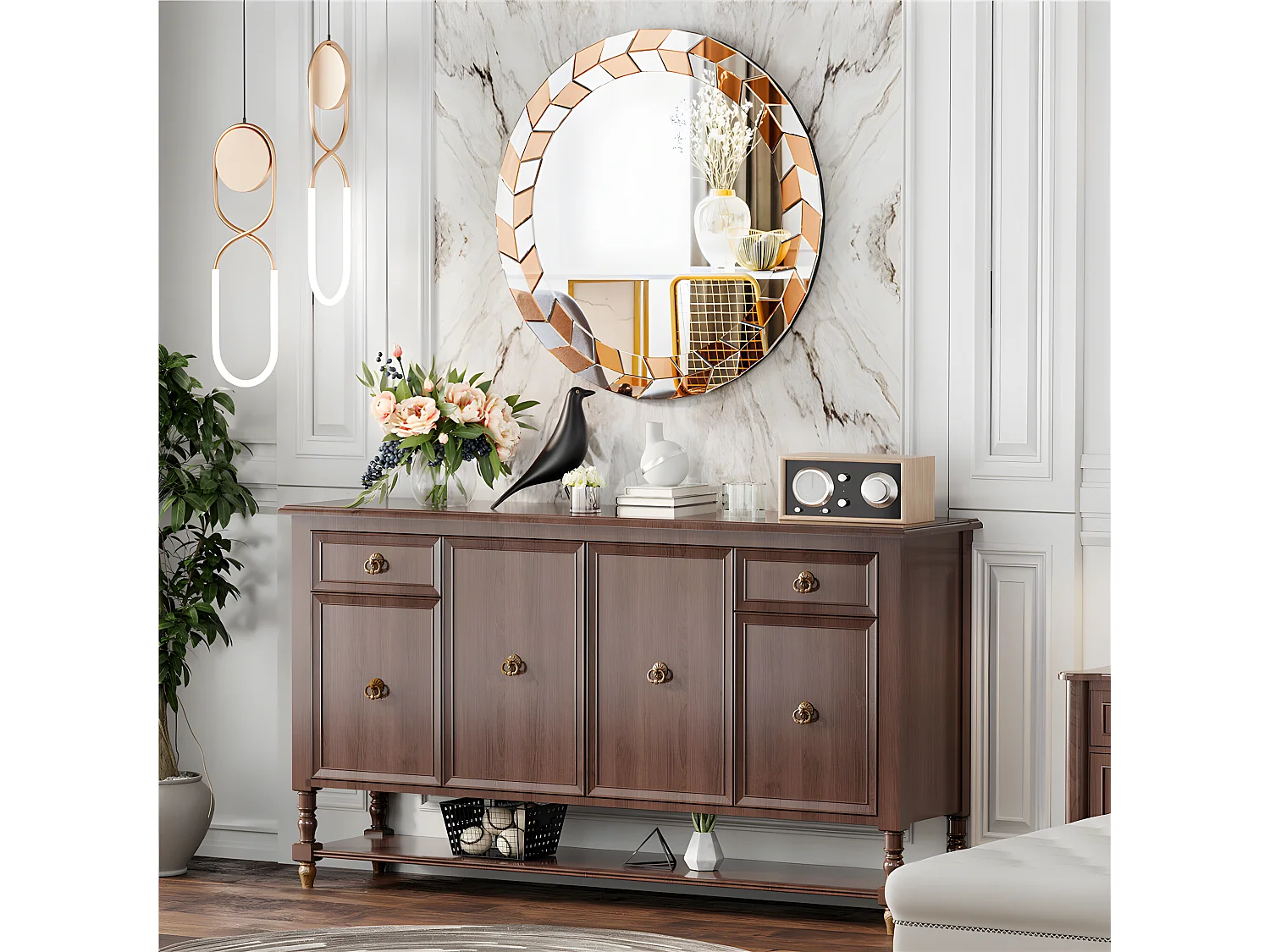 Grand miroir mural déco miroir murale décoration miroirs muraux décoratif design pour salle de bain chambre 80x80cm