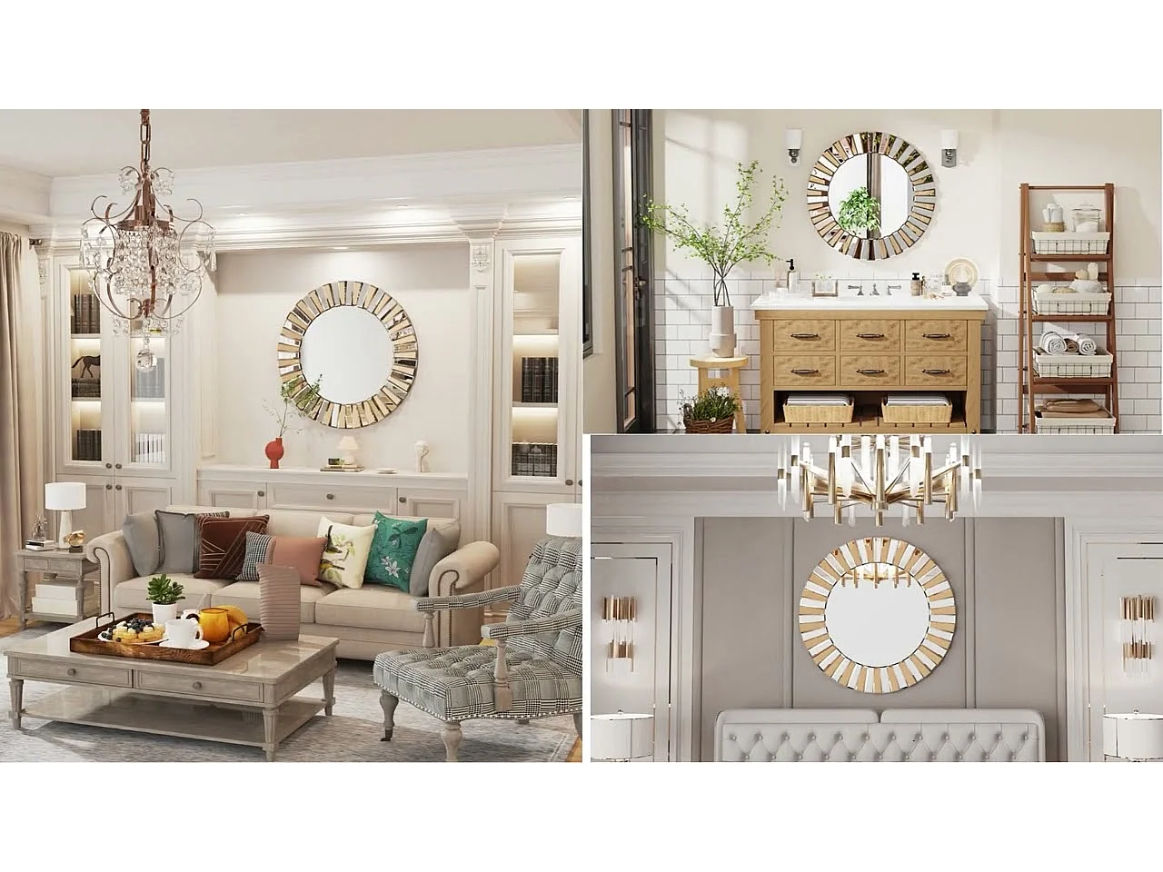 Espelho de parede grande, espelho decorativo de parede, decoração, espelhos de parede decorativos, design para banheiro, quarto, 80x80cm