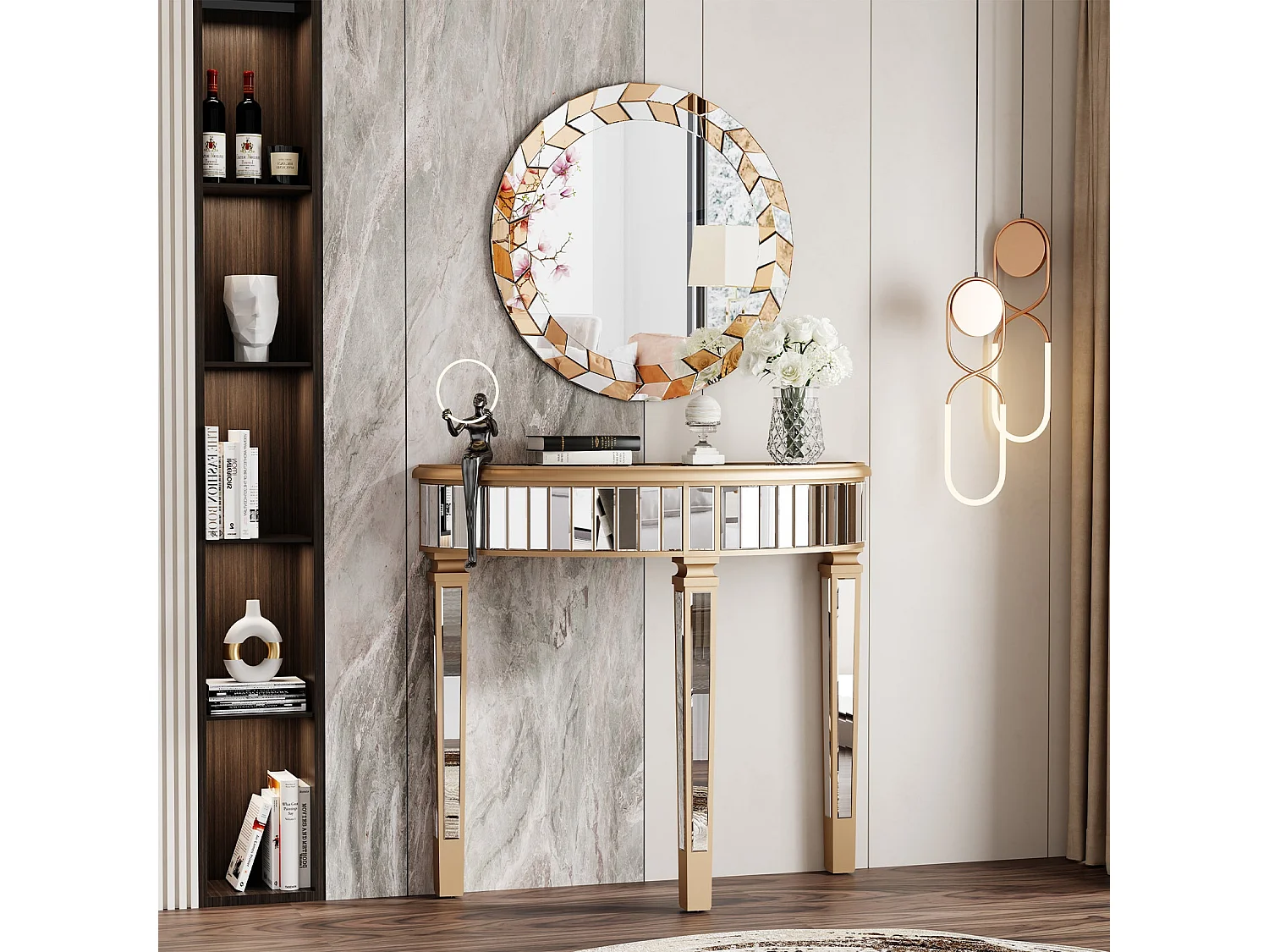 Espelho de parede grande, espelho decorativo de parede, decoração, espelhos de parede decorativos, design para banheiro, quarto, 80x80cm