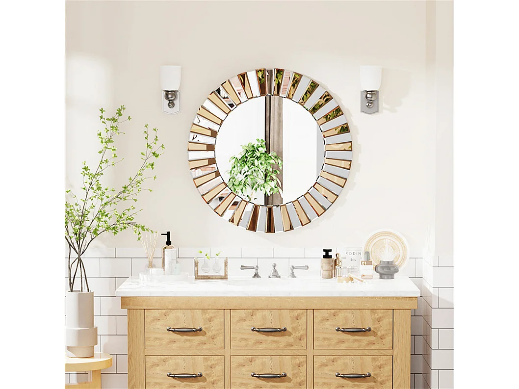 Espelho de parede grande, espelho decorativo de parede, decoração, espelhos de parede decorativos, design para banheiro, quarto, 80x80cm