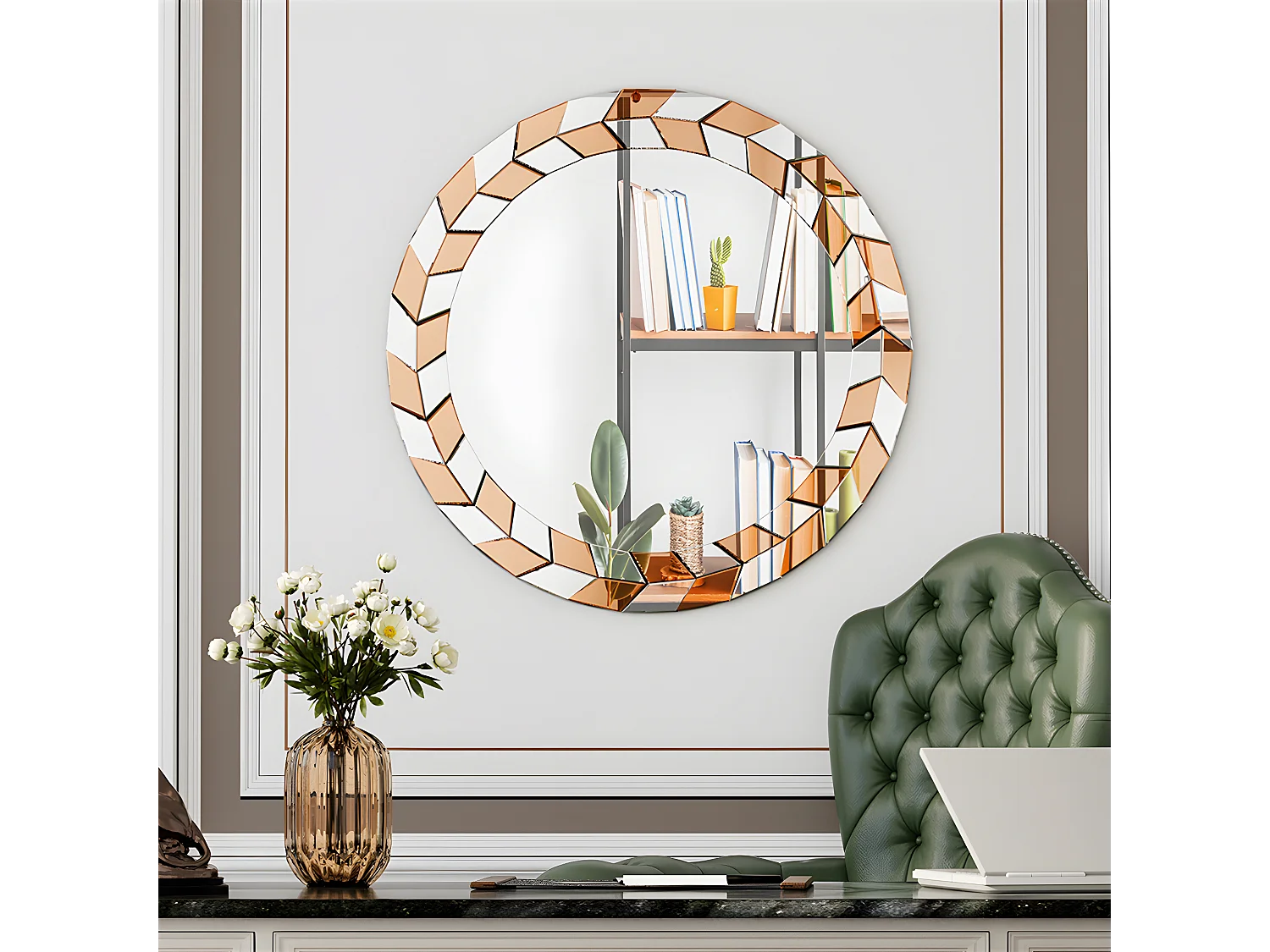 Großer Wandspiegel, dekorativer Wandspiegel, Dekoration, dekorative Wandspiegel, Design für Badezimmer, Schlafzimmer, 80 x 80 cm