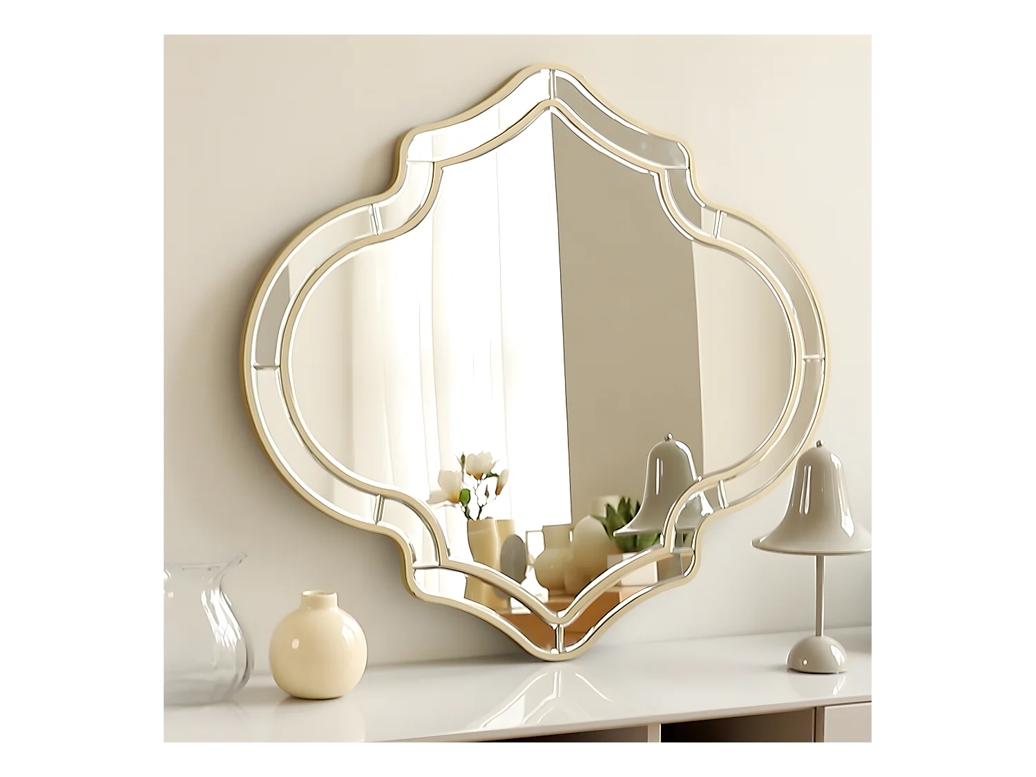 Miroir mural décoration pour salon - 88x80cm miroir décoratif doré pour chambre entrée salle de bain salle à manger 80x88cm