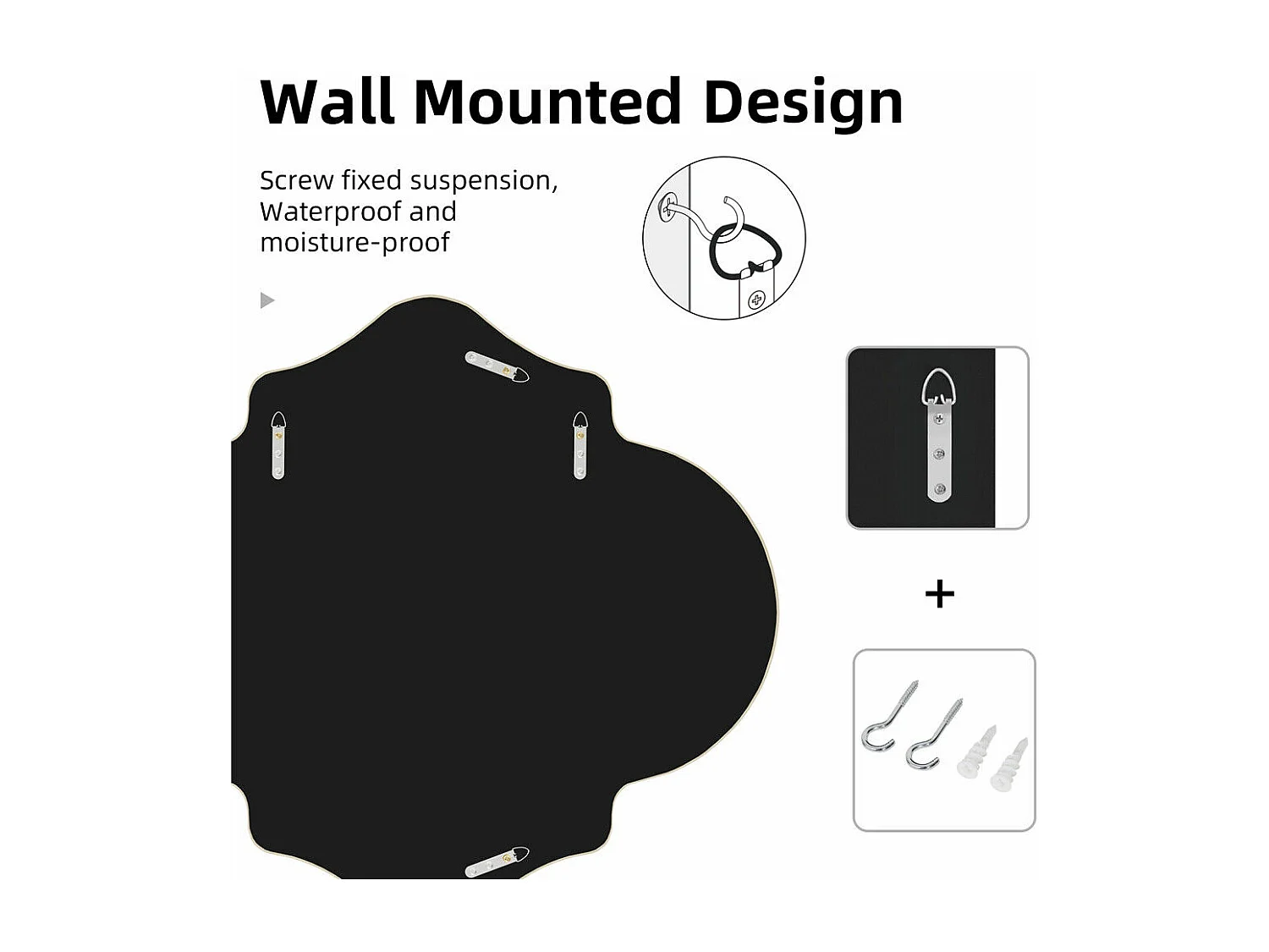 Miroir mural décoration pour salon - 88x80cm miroir décoratif doré pour chambre entrée salle de bain salle à manger 80x88cm