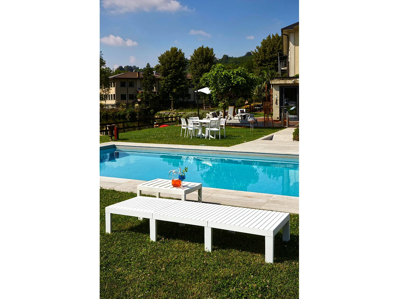 Chaise longue Caserta, Chaise longue de jardin réglable, Chaise longue d'extérieur, 100% Made in Italy, 195x65h78 cm, Blanc