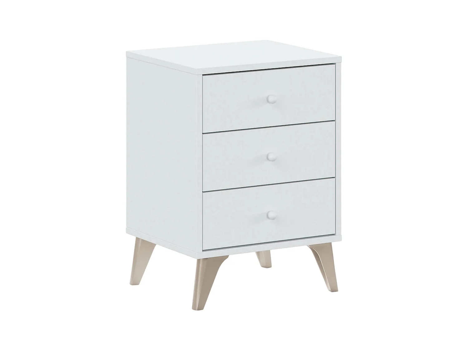 Table de chevet Seattle, table de chevet 3 tiroirs, Table de chevet, 40x34h56 cm, Blanc et Chêne